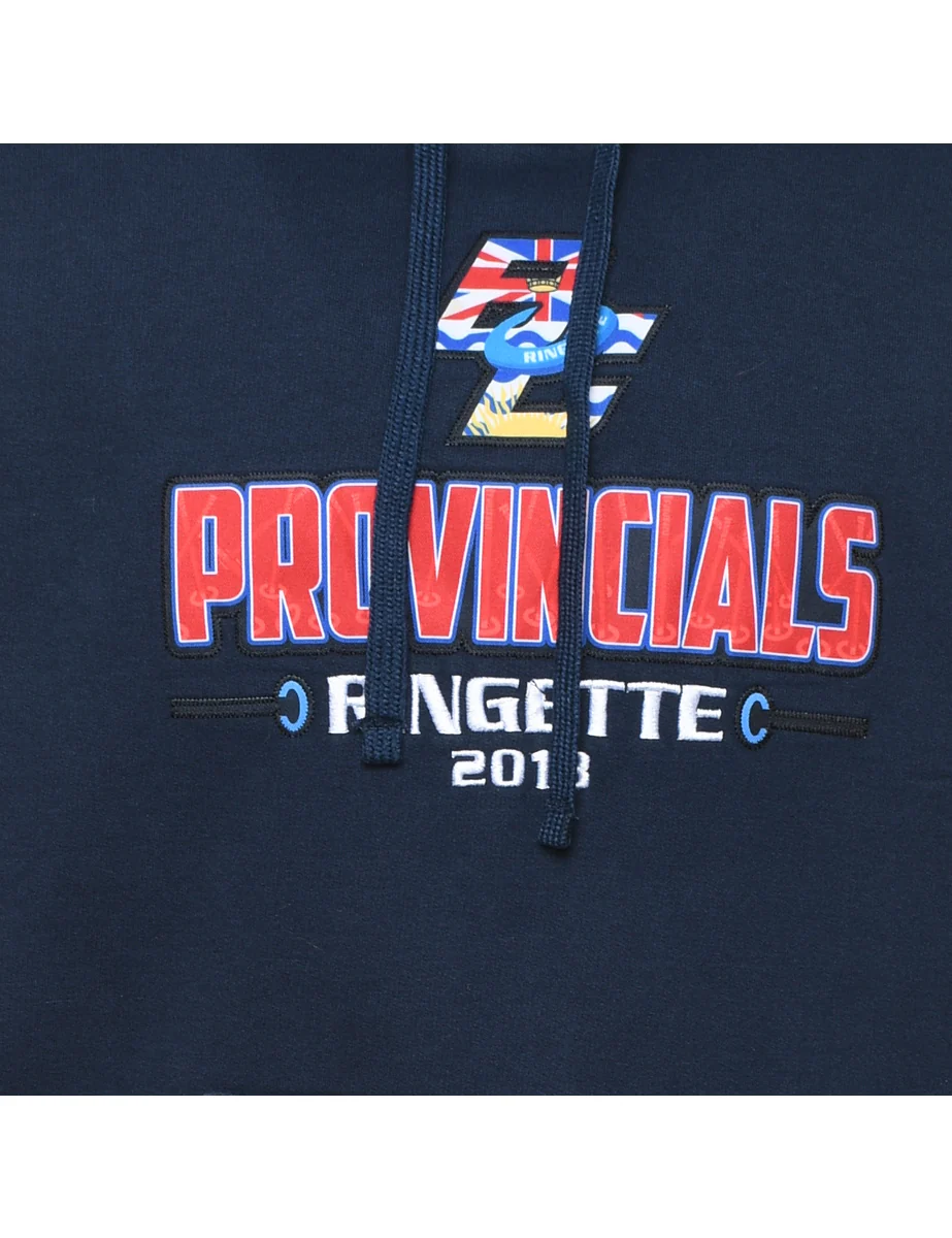 Vintage Navy Printed Pro Vincials Hoodie - L - Image 3