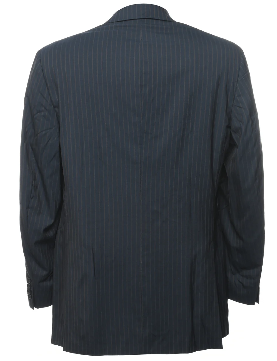 Vintage Navy Striped Blazer - L - Image 2