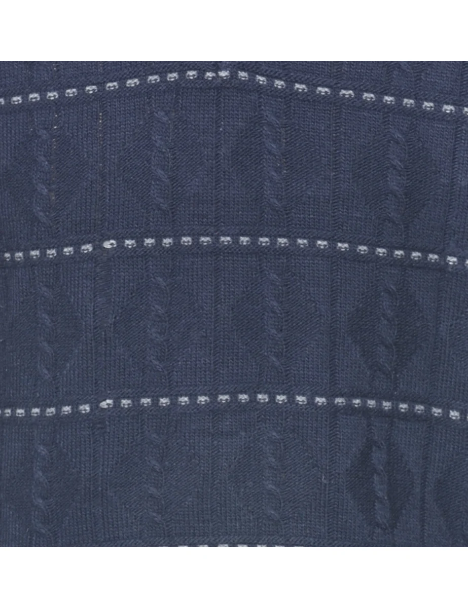 Navy Striped Jumper - M - Image 3