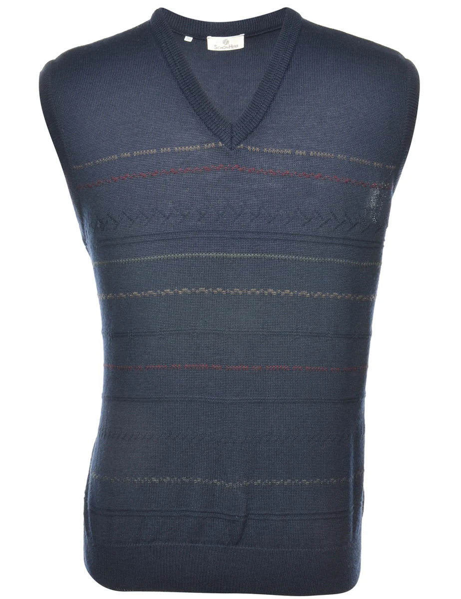 Vintage Navy Sweater Vest - L