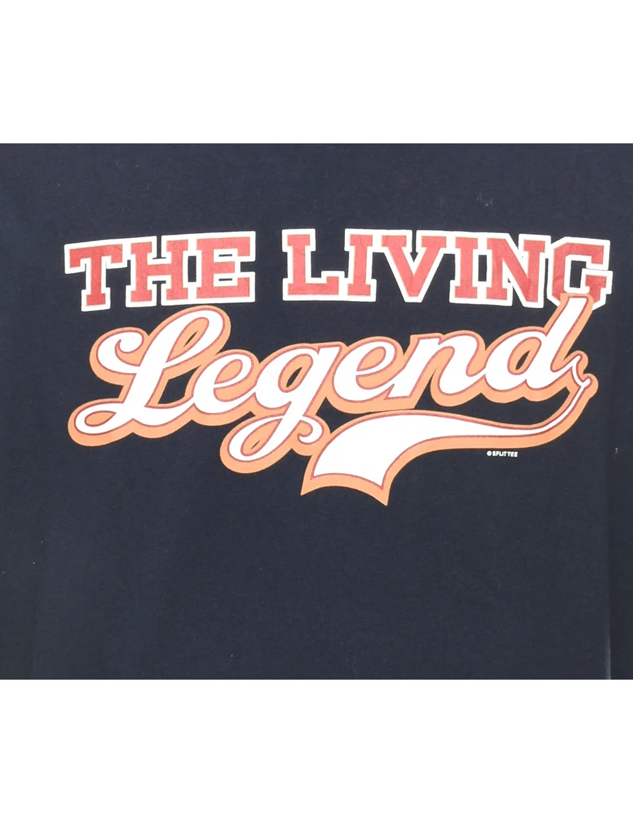 Vintage Navy The Living Legend Printed T-shirt - XL - Image 3