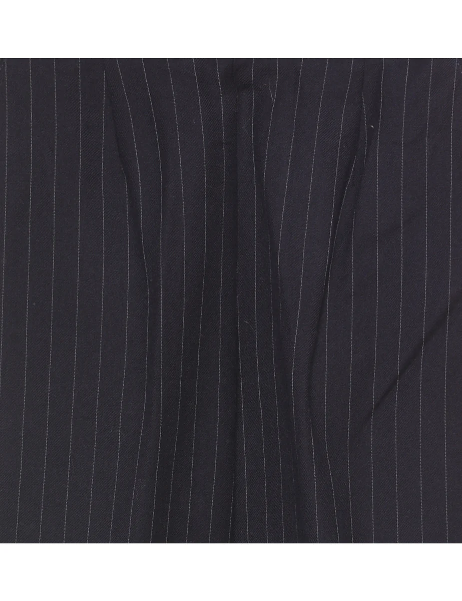 Vintage Navy Wool Pinstriped Trousers - W28 L30 - Image 3