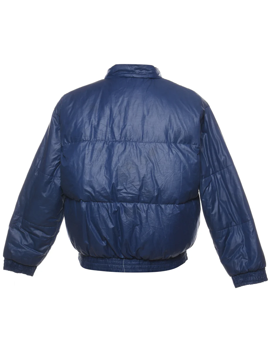 Vintage Navy Zip-Front Classic Puffer Jacket - L - Image 2
