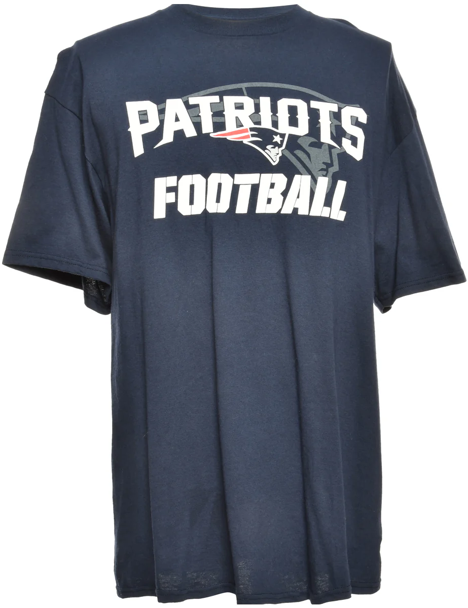 Vintage NFL Patriots Navy Sports T-shirt - L