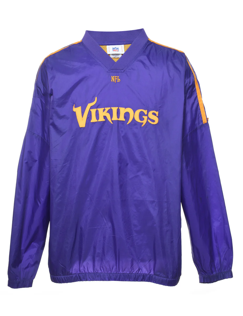 Vintage NFL Purple & Yellow Vikings Nylon Jersey- XL