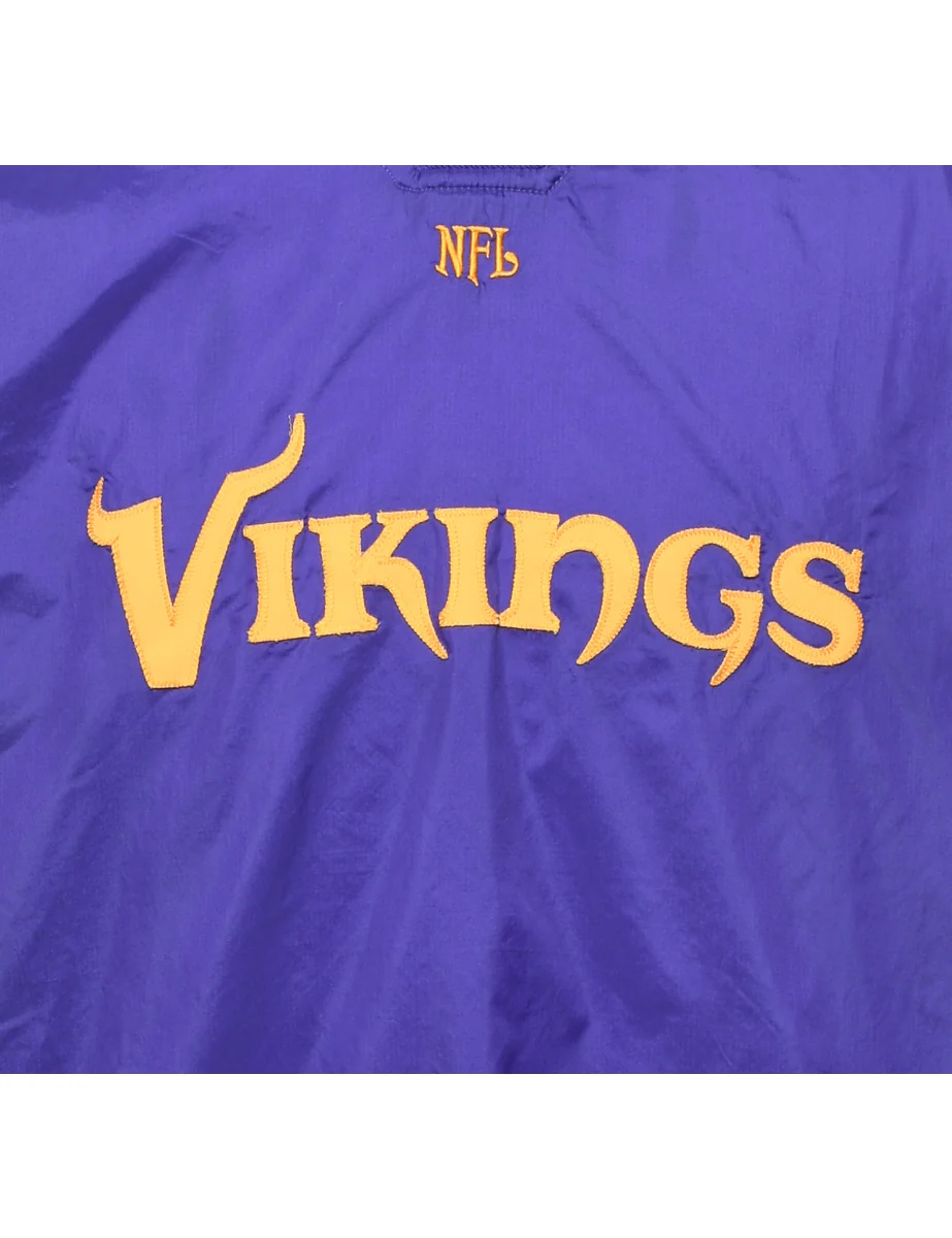 Vintage NFL Purple & Yellow Vikings Nylon Jersey- XL - Image 3
