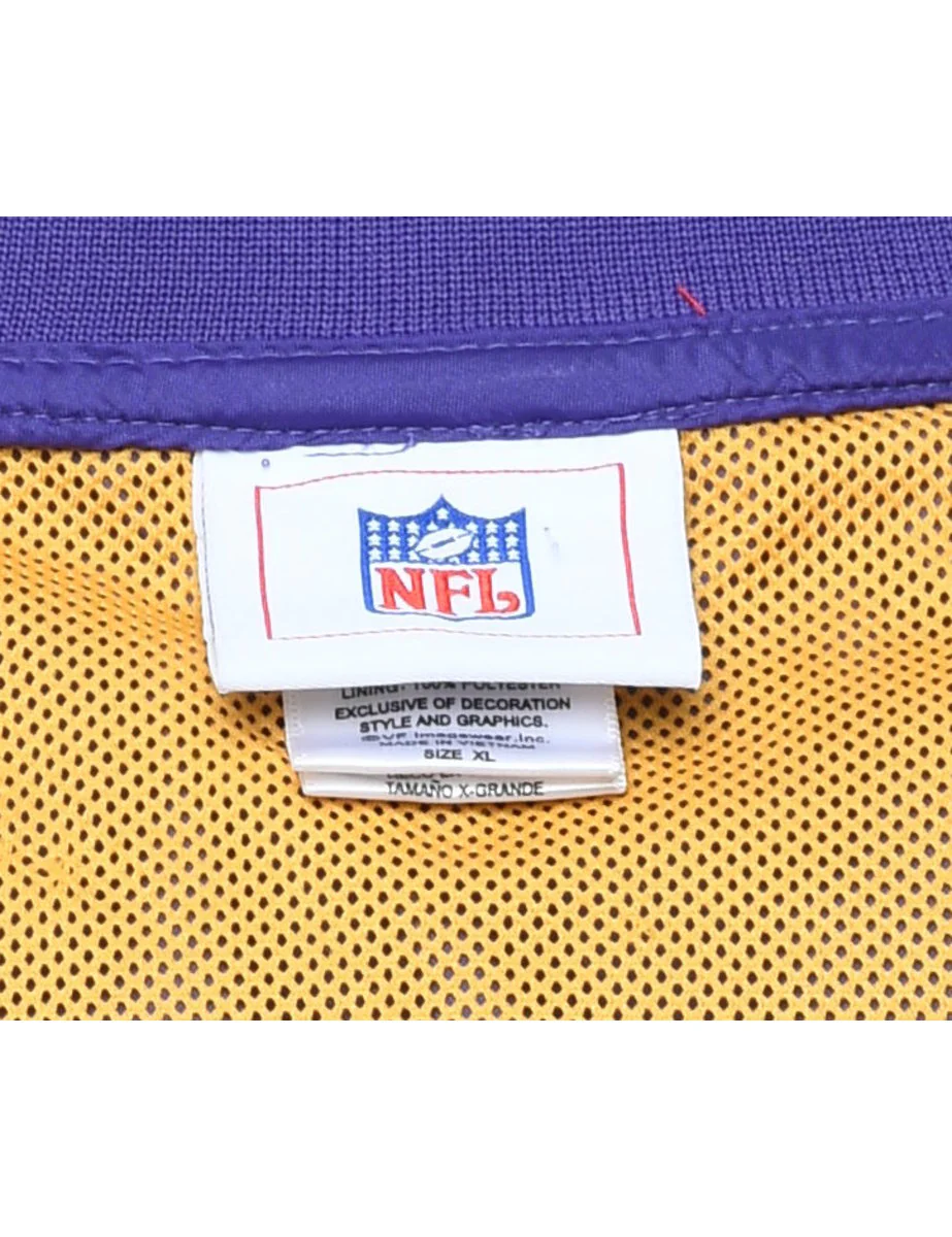 Vintage NFL Purple & Yellow Vikings Nylon Jersey- XL - Image 4