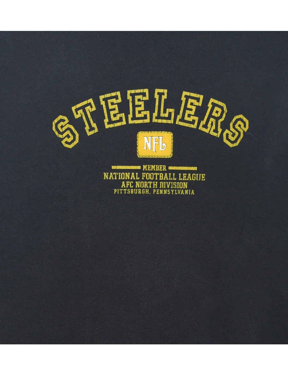 Vintage NFL Steelers Black & Yellow Printed Sports Sweatshirt - L - Image 3