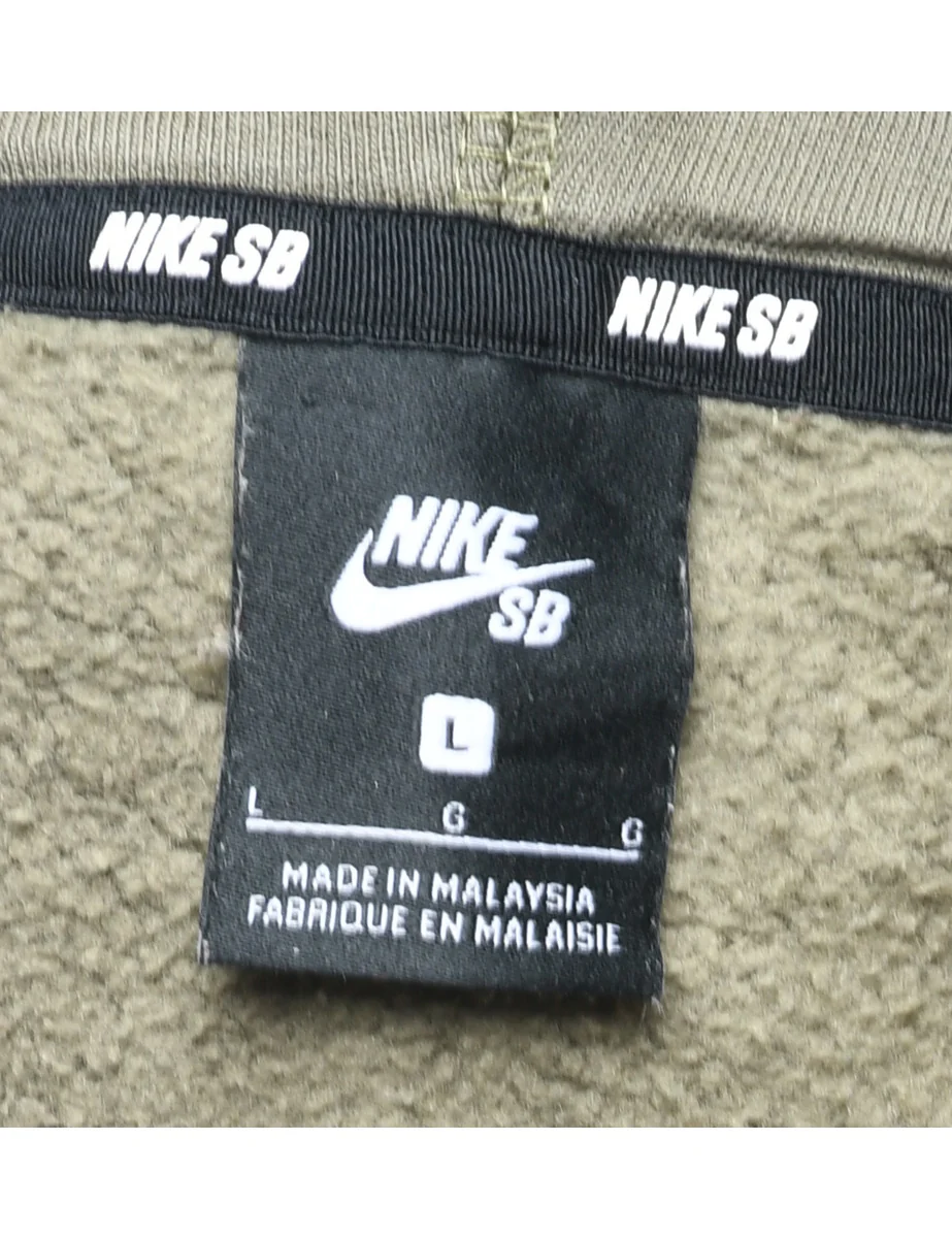 Nike Olive Green Printed Hoodie - L - Image 3