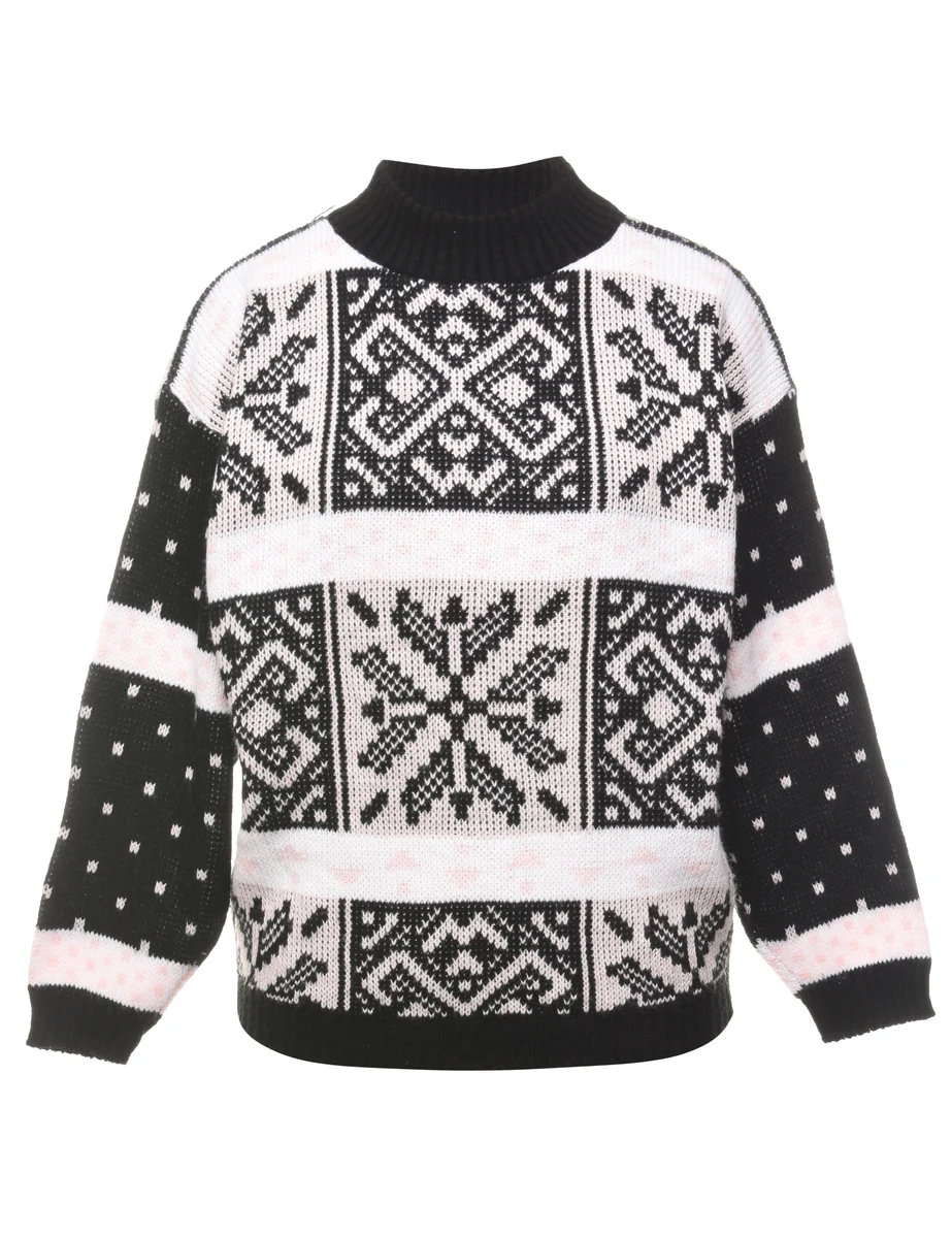 Nordic Knit High Neck Jumper - L