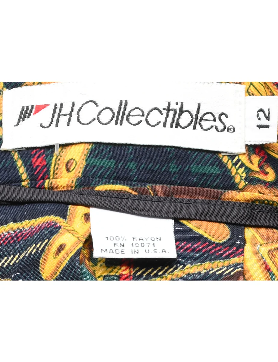 1990s Vintage Novelty Print Pleated Skirt - M - Image 4