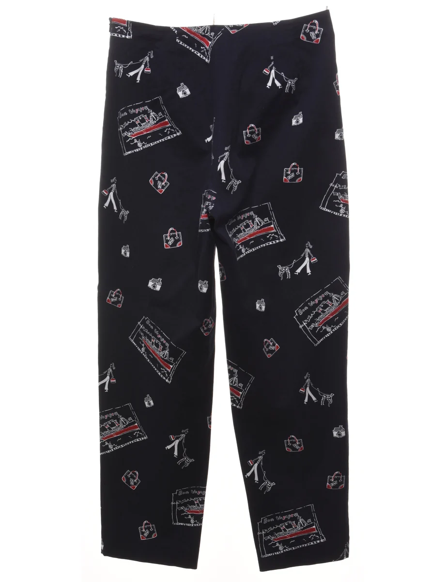 1990s Vintage Novelty Print Trousers - W30 L29 - Image 2