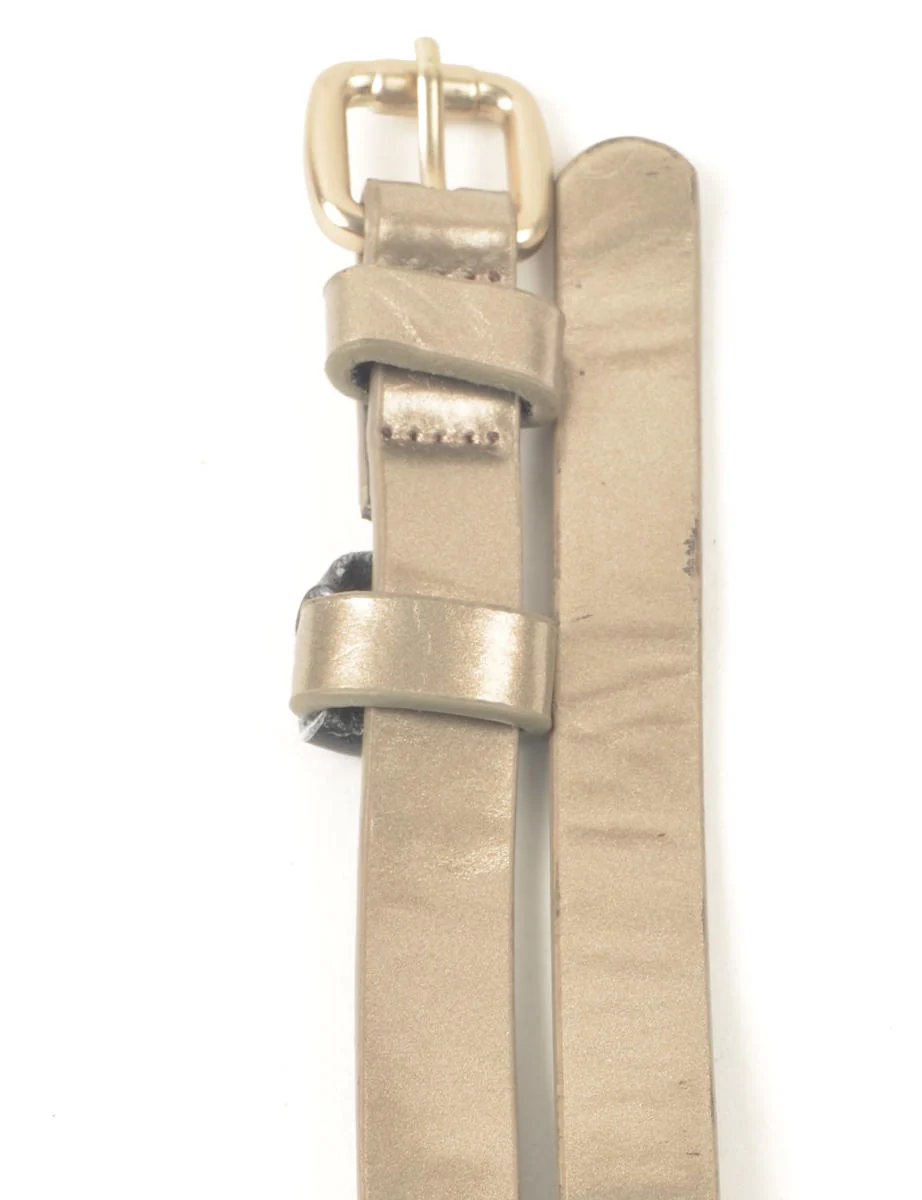 Vintage Olive Green Skinny Belt - M - Image 3