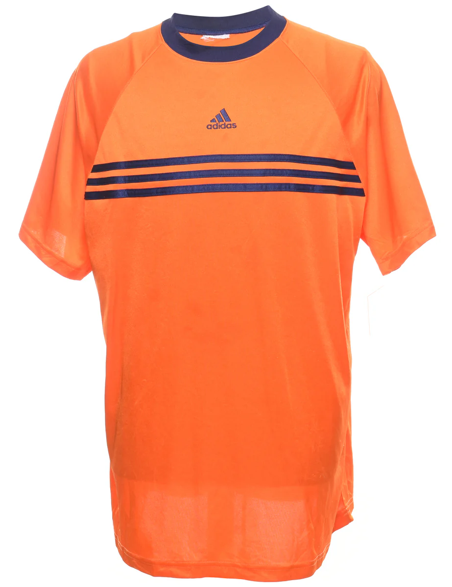 Y2K Vintage Orange Adidas Ringer T-shirt - L