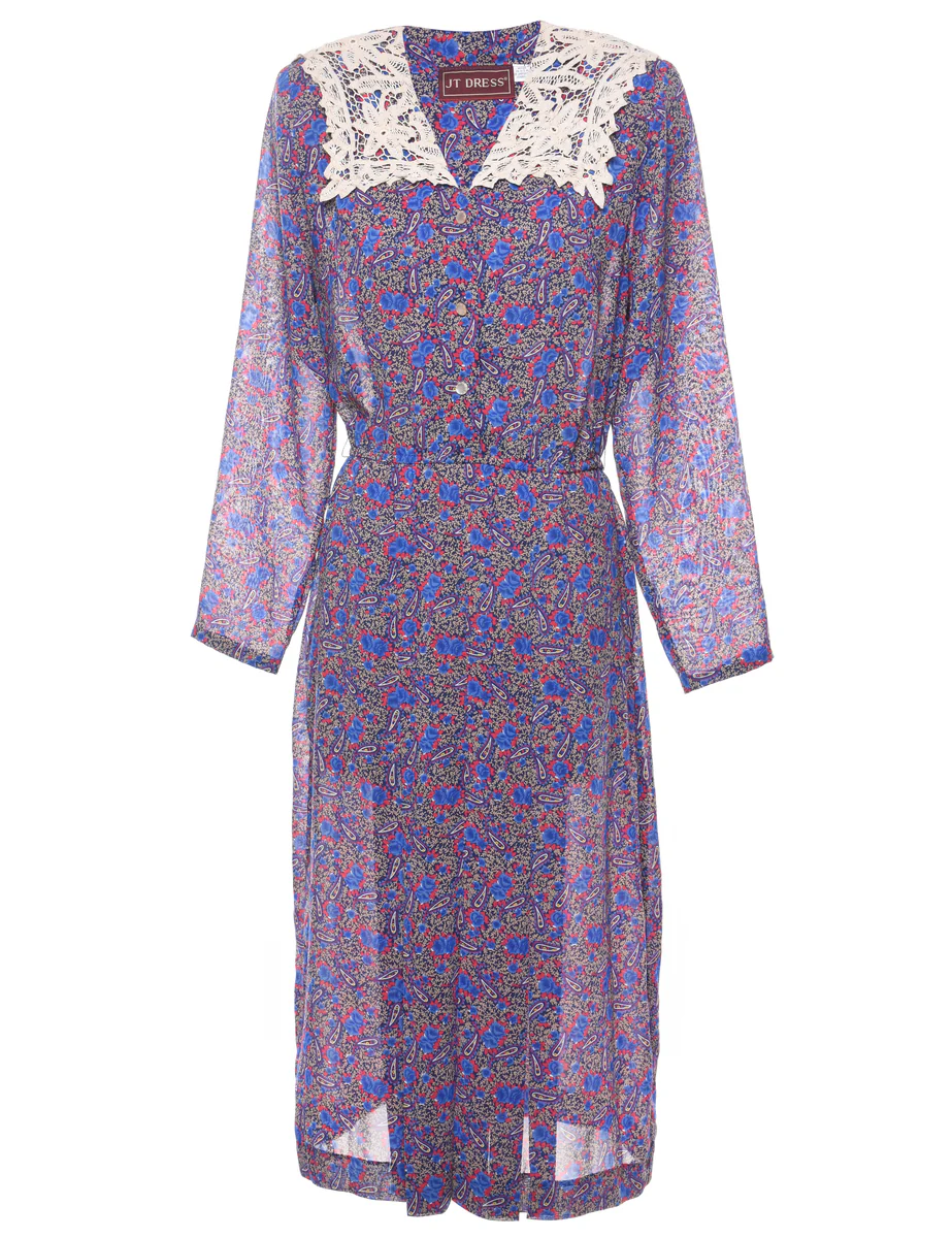 Vintage Paisley Print Dress - M