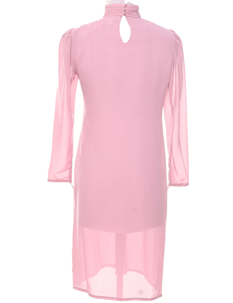 1980s Vintage Pale Pink Blouson Dress - M - Image 2