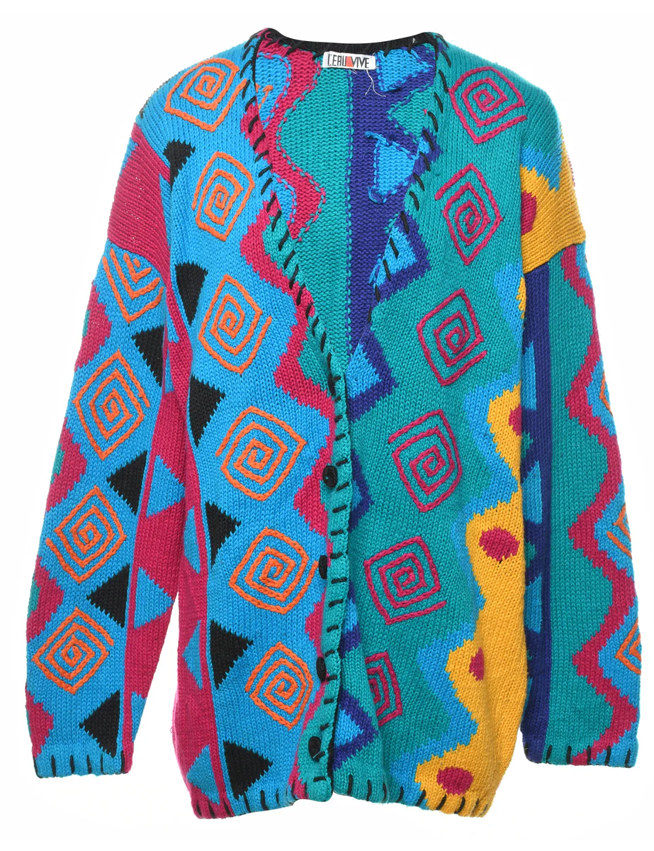 1980s Vintage Patterned Cardigan - L