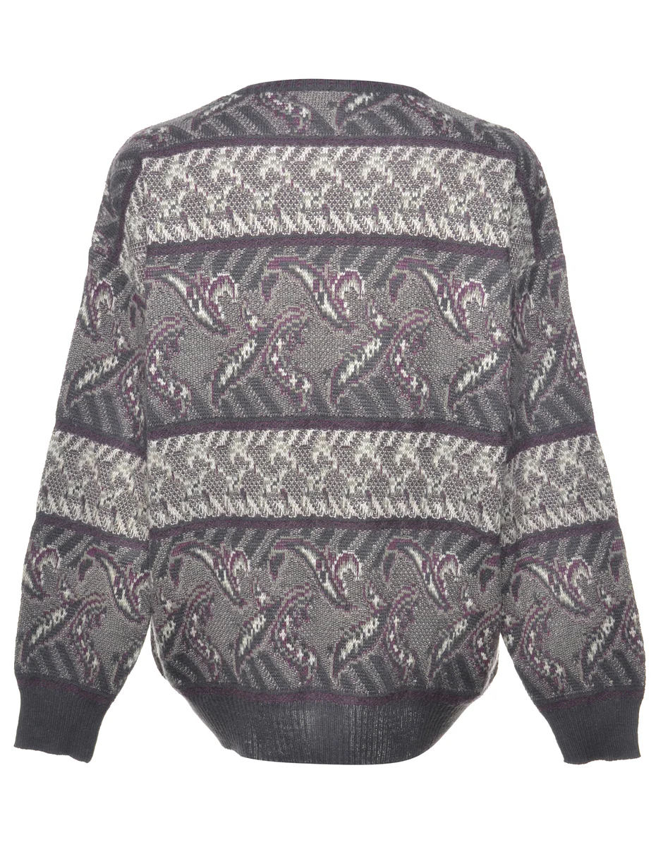 1990s Vintage Patterned Jumper - L - Image 2