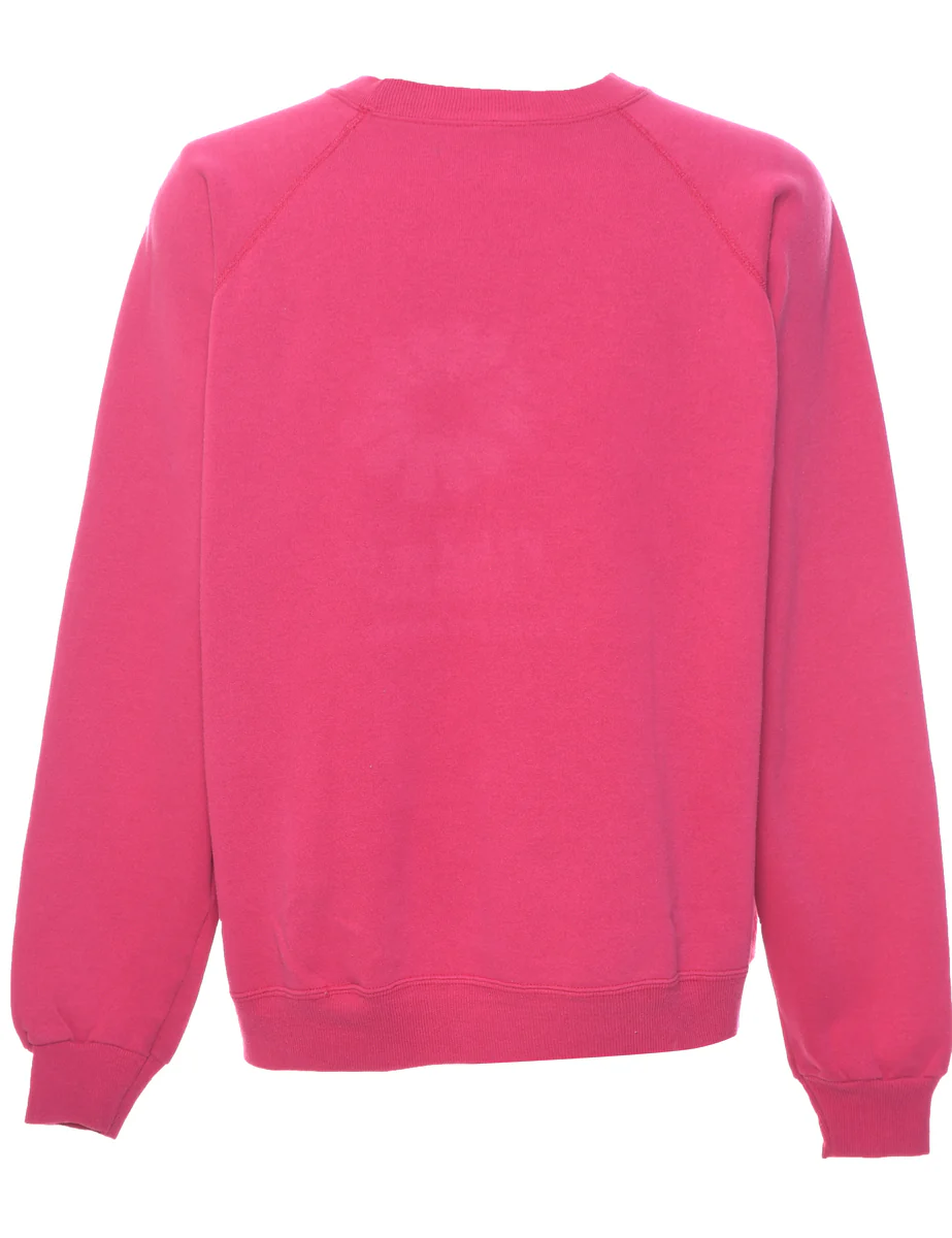 Vintage Pink Printed 1990s Daisy Design Sweatshirt - XL - Image 2