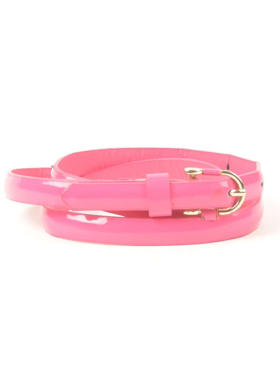 Vintage Pink Skinny Belt - M