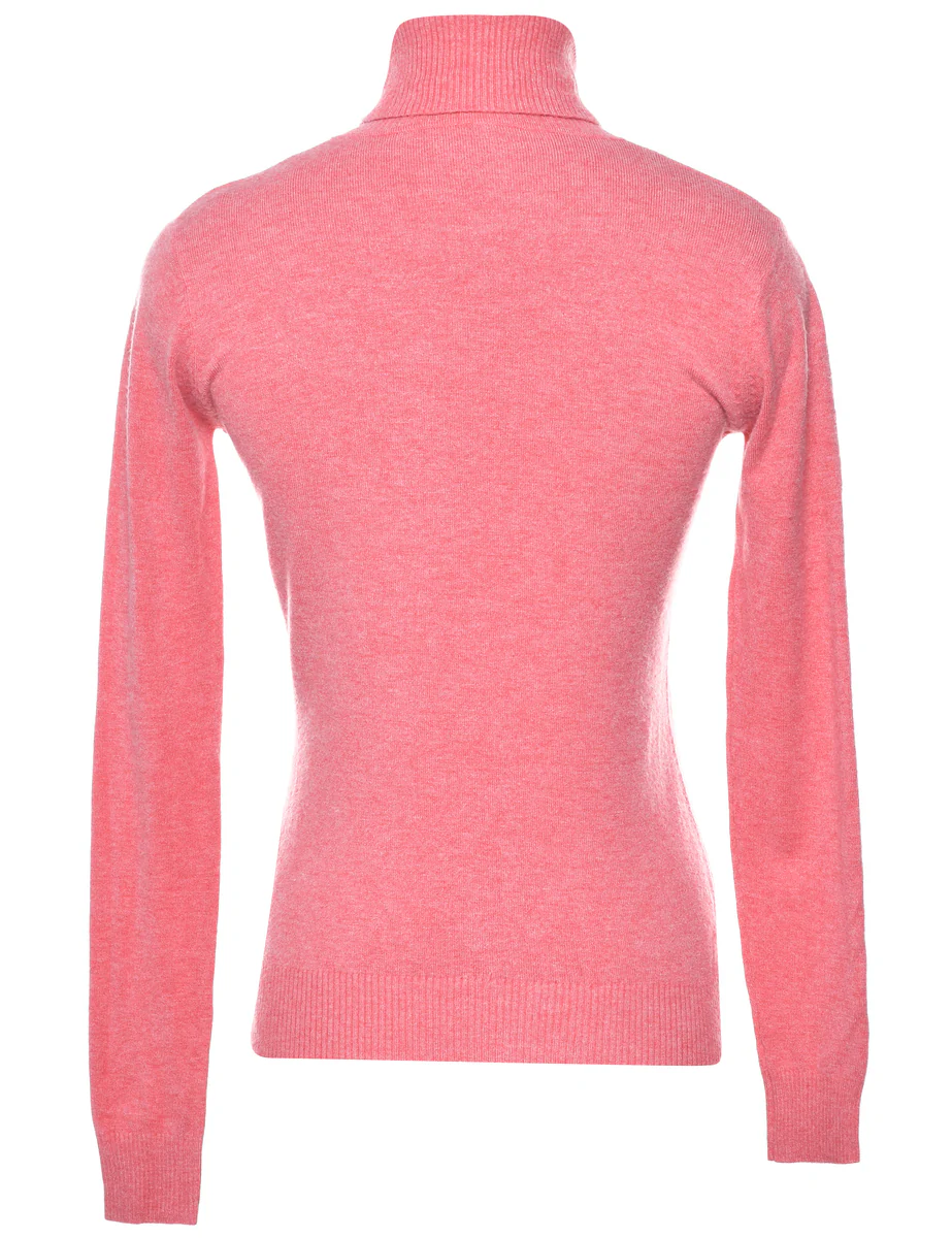 Vintage Pink Turtleneck Jumper - M - Image 2