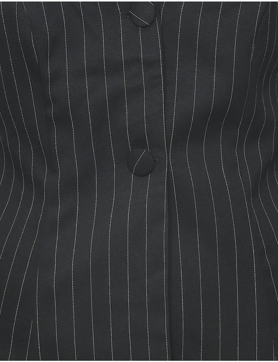 Vintage Pinstriped Black Blazer - L - Image 3