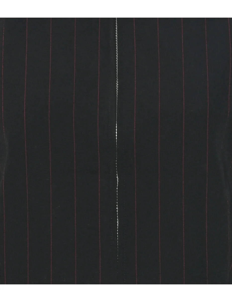 Vintage Pinstriped Black Jacket - M - Image 3