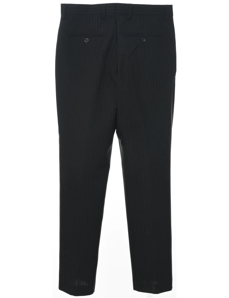 Pinstriped Black Trousers - W32 L32 - Image 2