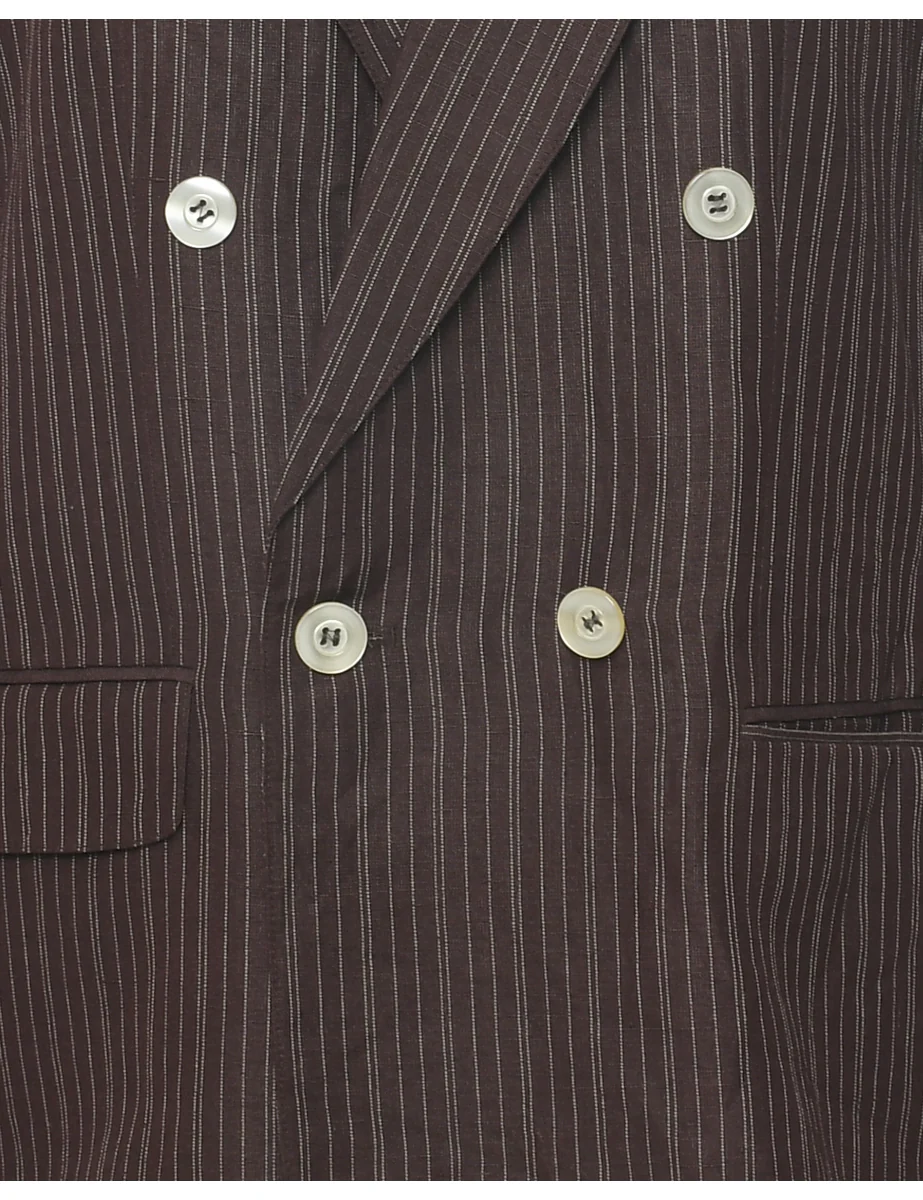 Pinstriped Brown Blazer - L - Image 3
