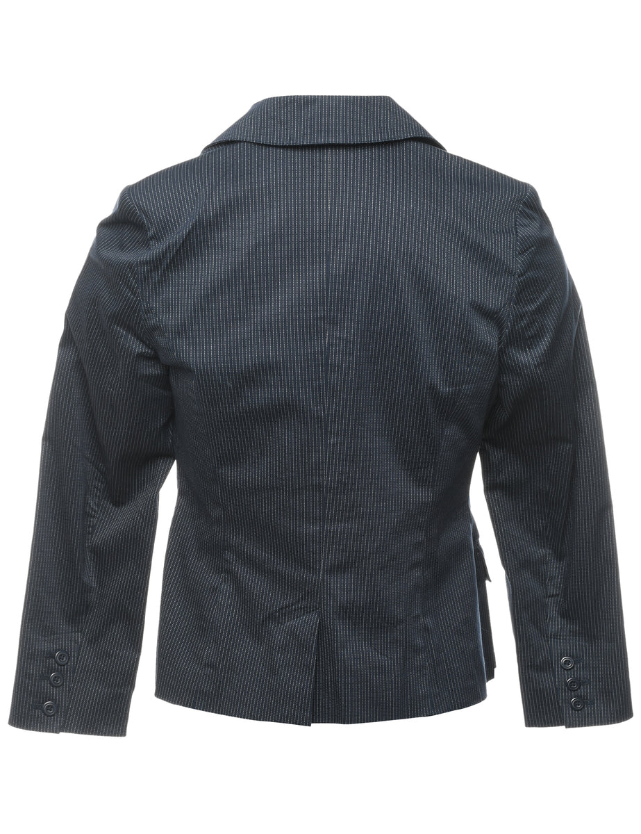 Vintage Pinstriped Navy Blazer - M - Image 2