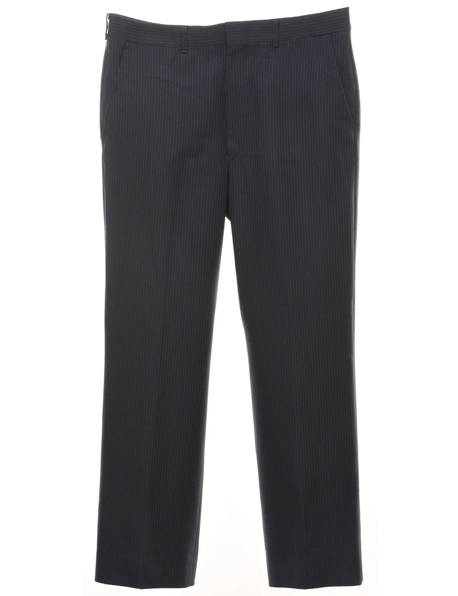 Vintage Pinstriped Navy Classic Trousers - W34 L29