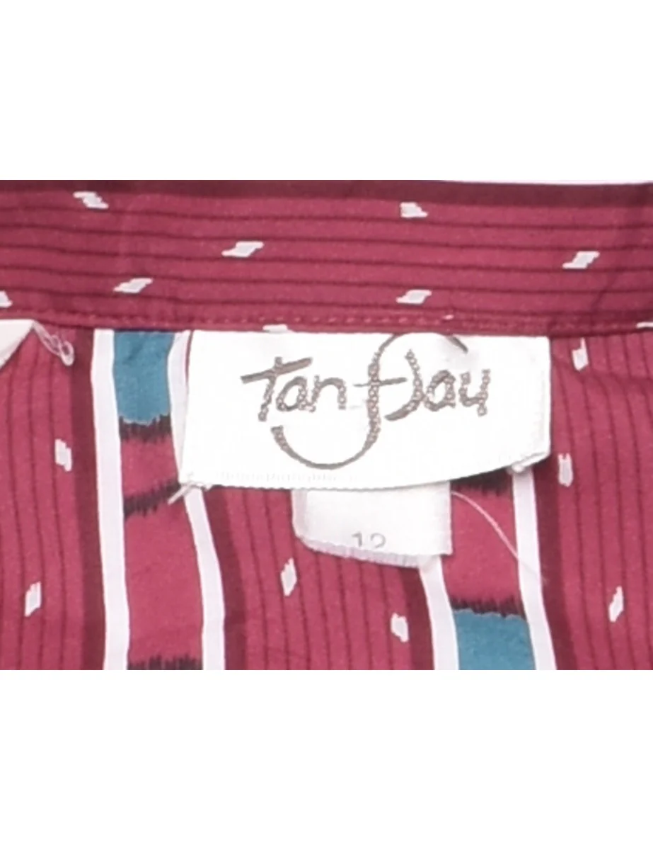 Plum & Blue Striped Pattern Blouse - M - Image 4