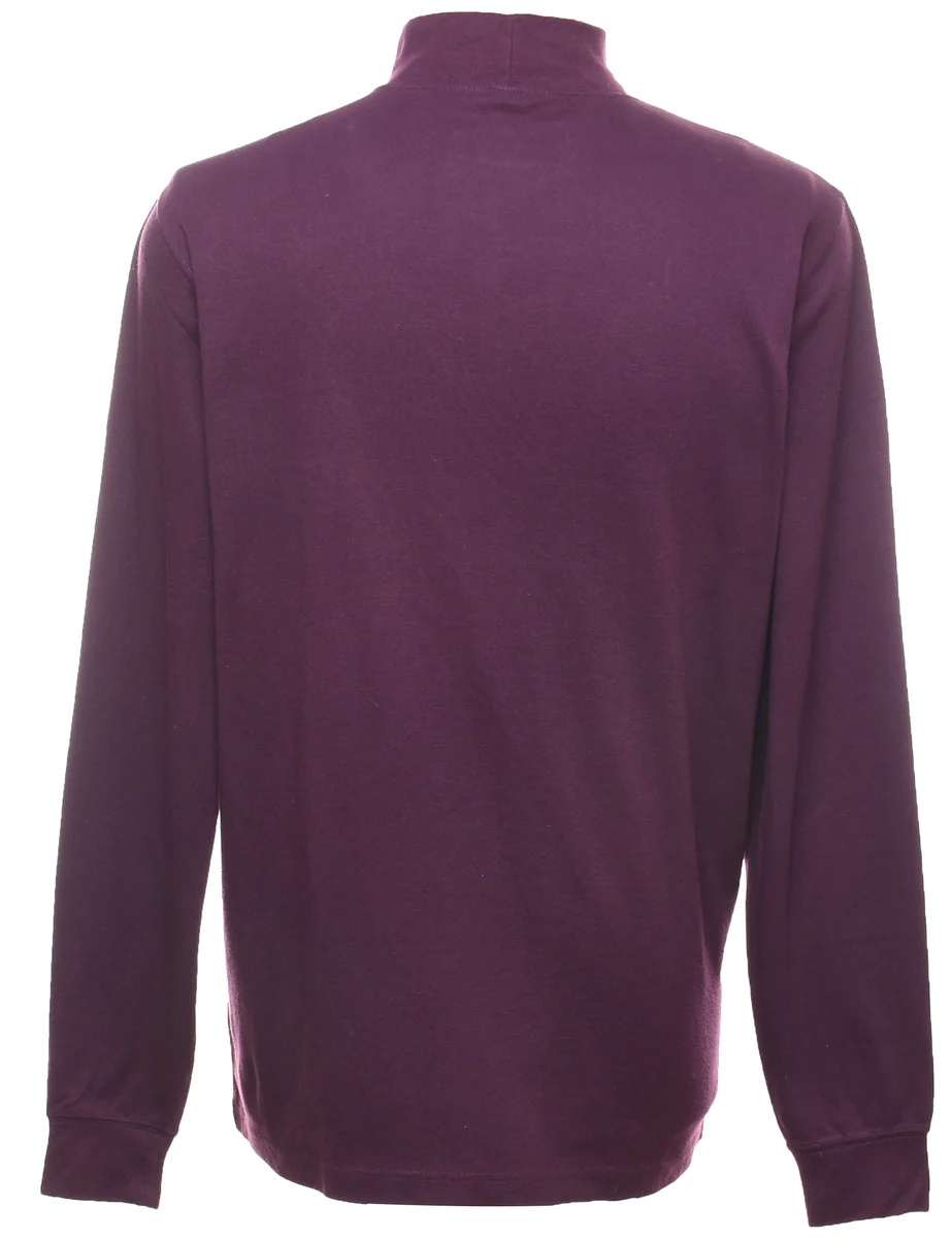 Vintage Plum Plain High Neck T-shirt - L - Image 2