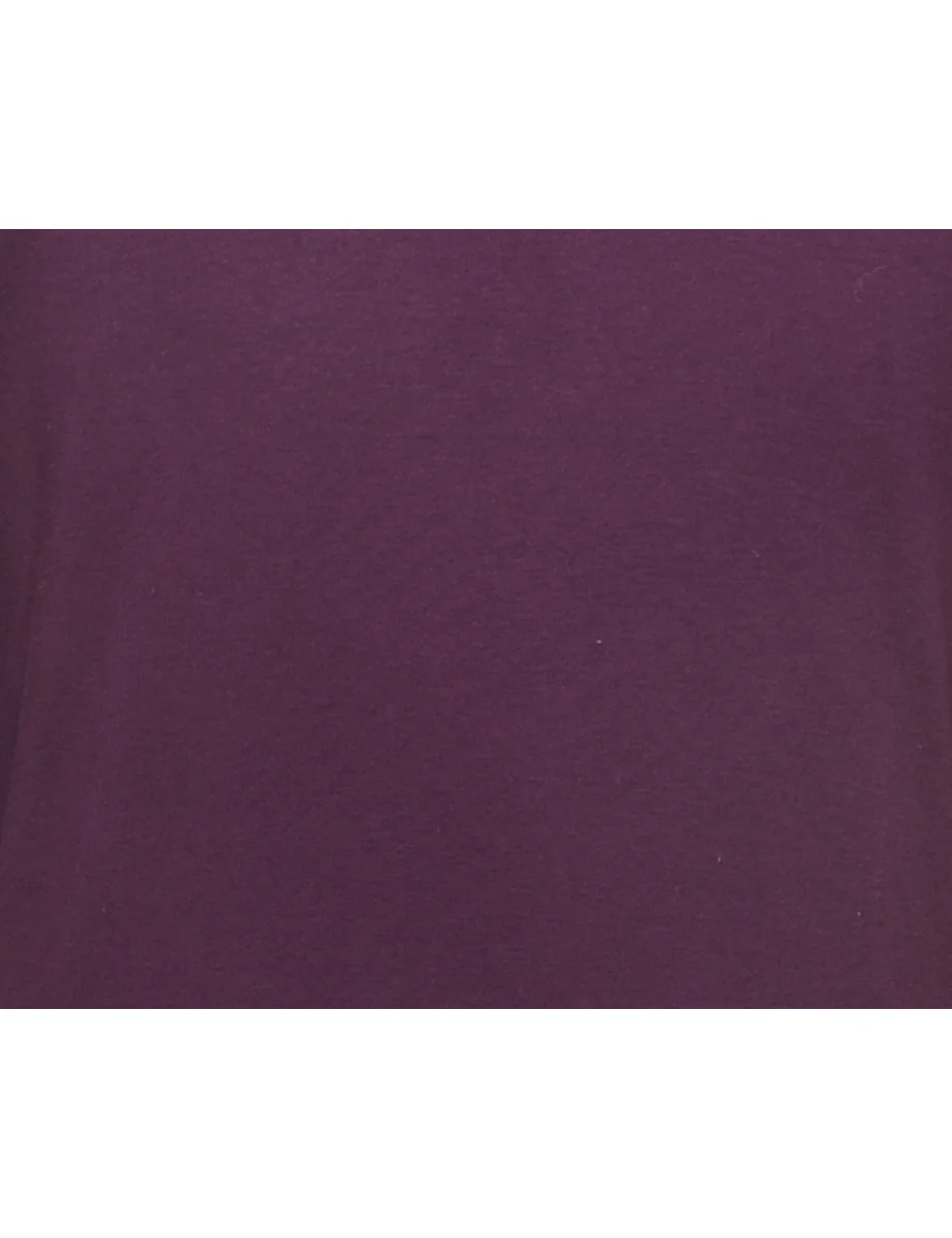 Vintage Plum Plain High Neck T-shirt - L - Image 3