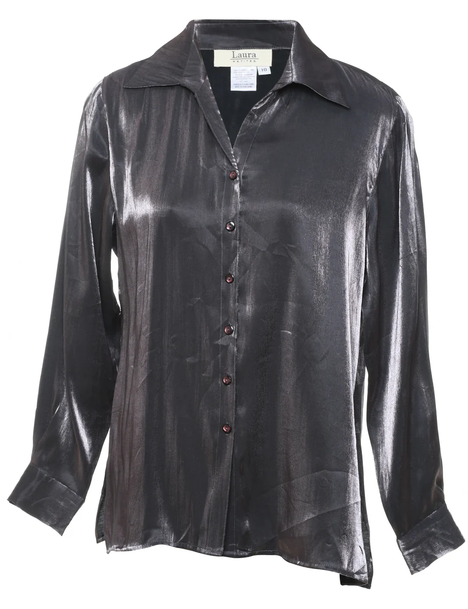 Vintage Plum Satin Evening Blouse - L