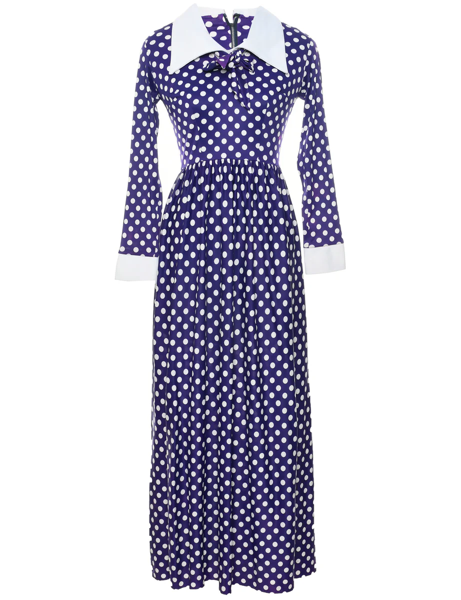 Vintage Polka Dot  Maxi Dress - S