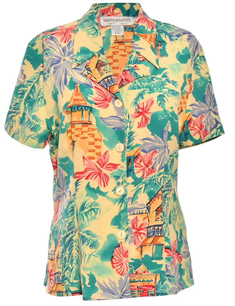 Vintage Printed Hawaiian Shirt - M