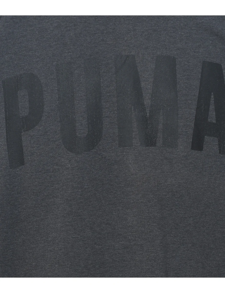 Vintage Puma Printed Black & Dark Grey Sweatshirt - XL - Image 3