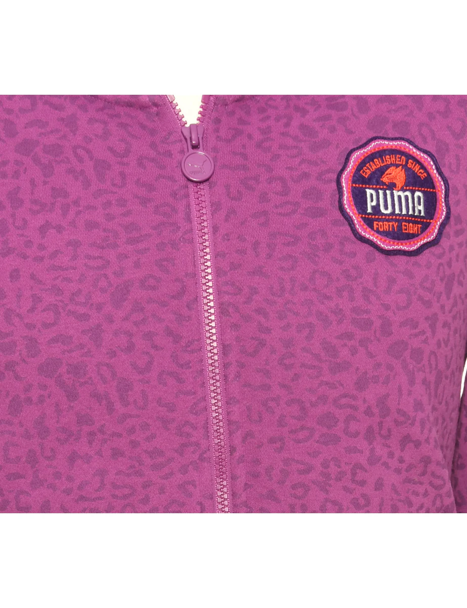 Vintage Purple Puma Printed Hoodie - M - Image 3