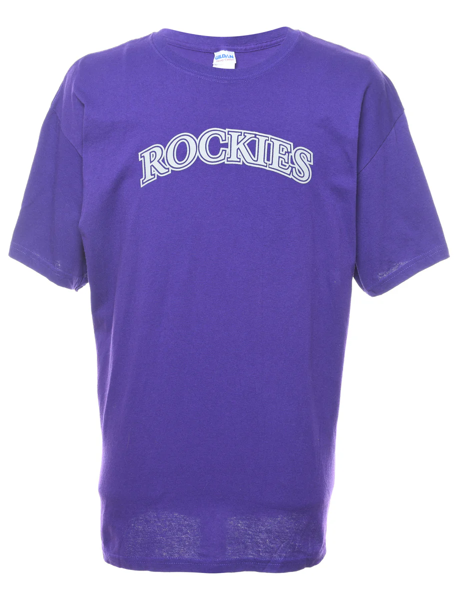 Vintage Purple Rockies Printed T-shirt - XL