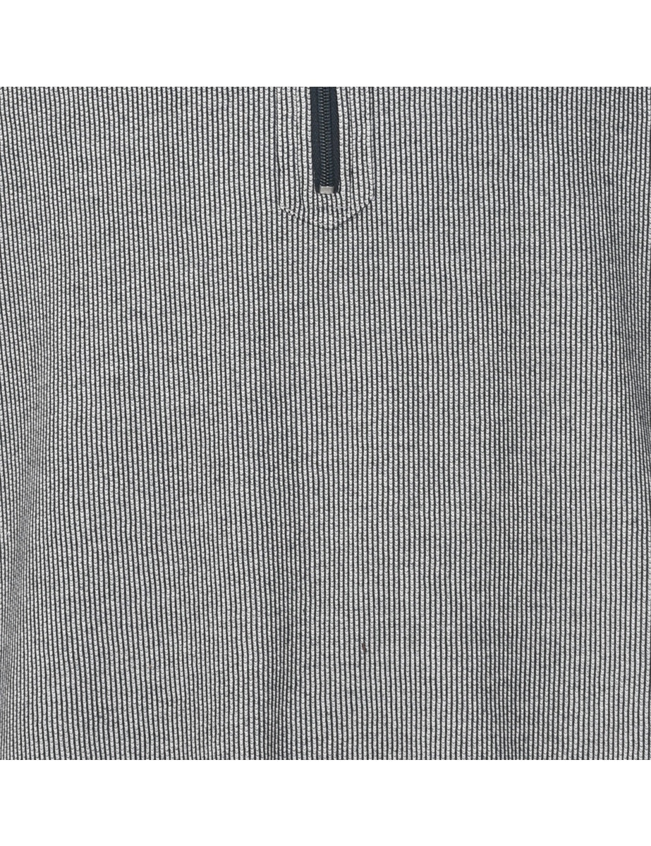 Vintage Quarter-Zip Grey & White Patterned Sweatshirt - XL - Image 3