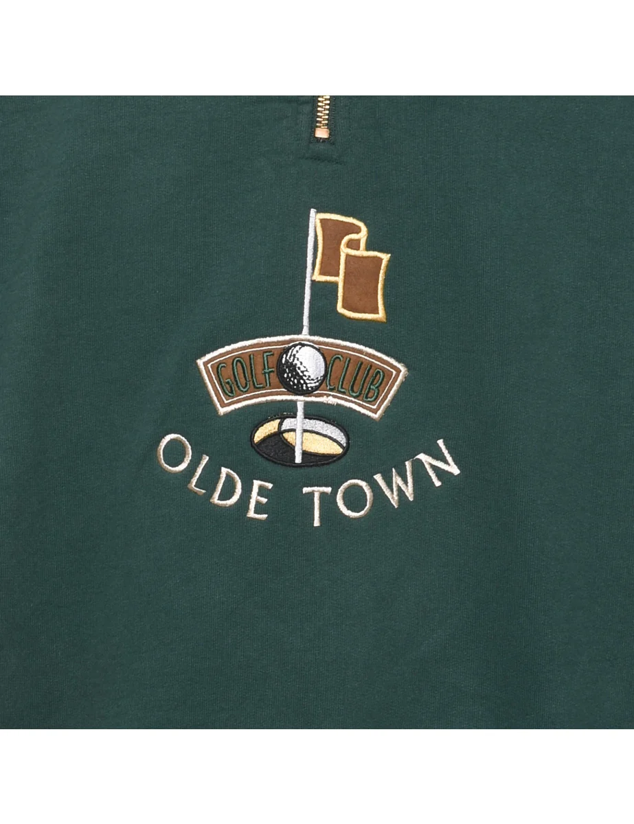 Vintage Quarter Zip Olde Town Embroidered Sweatshirt - XL - Image 3