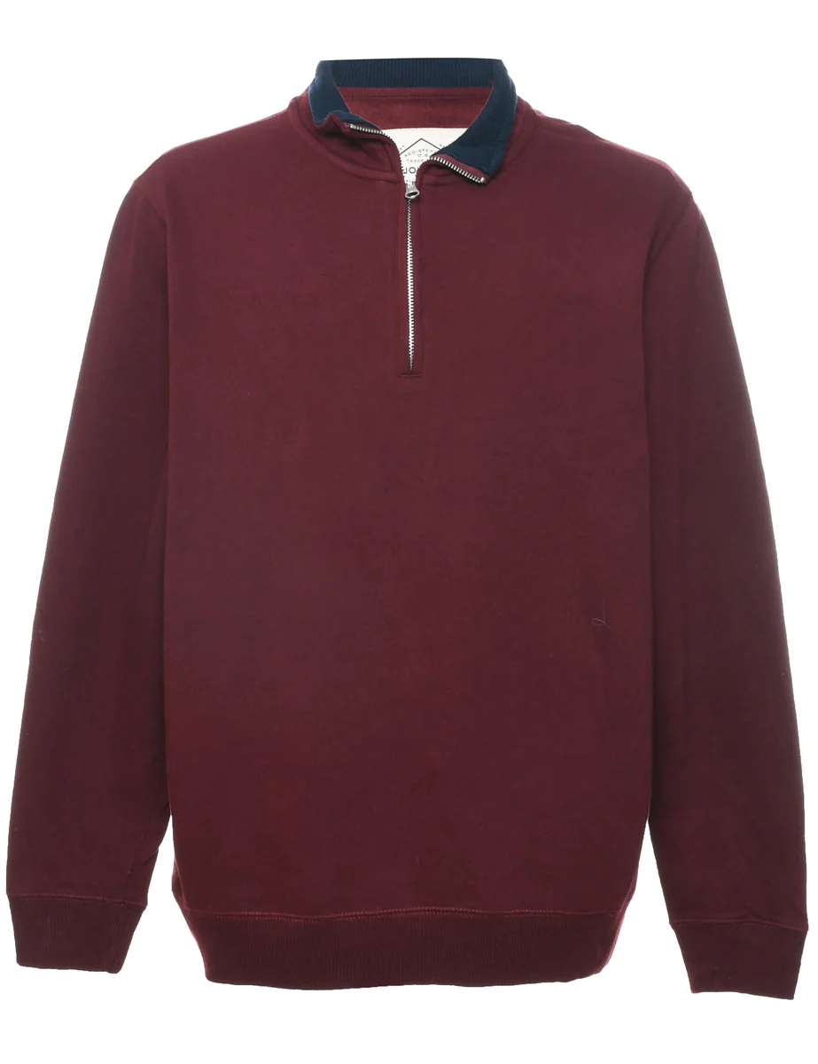 Quarter Zip Plain Sweatshirt - L