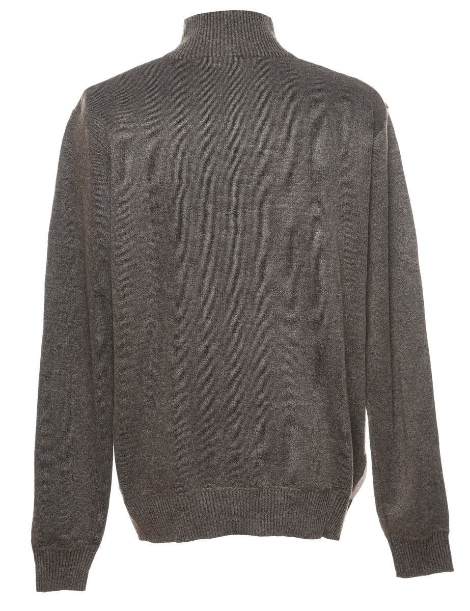 Quarter Zip Turtleneck Jumper - L - Image 2
