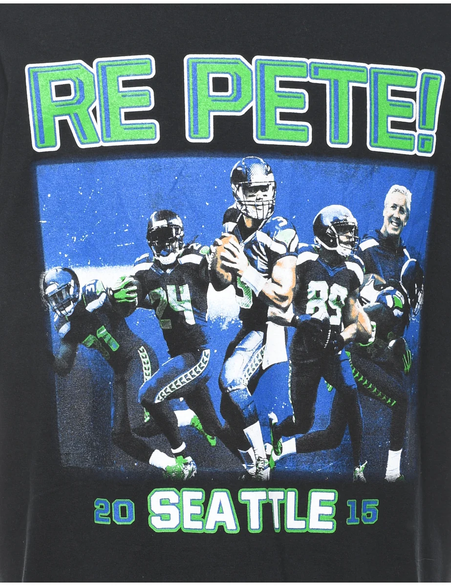 Vintage Re Pete! Black American Sports T-shirt - XL - Image 3