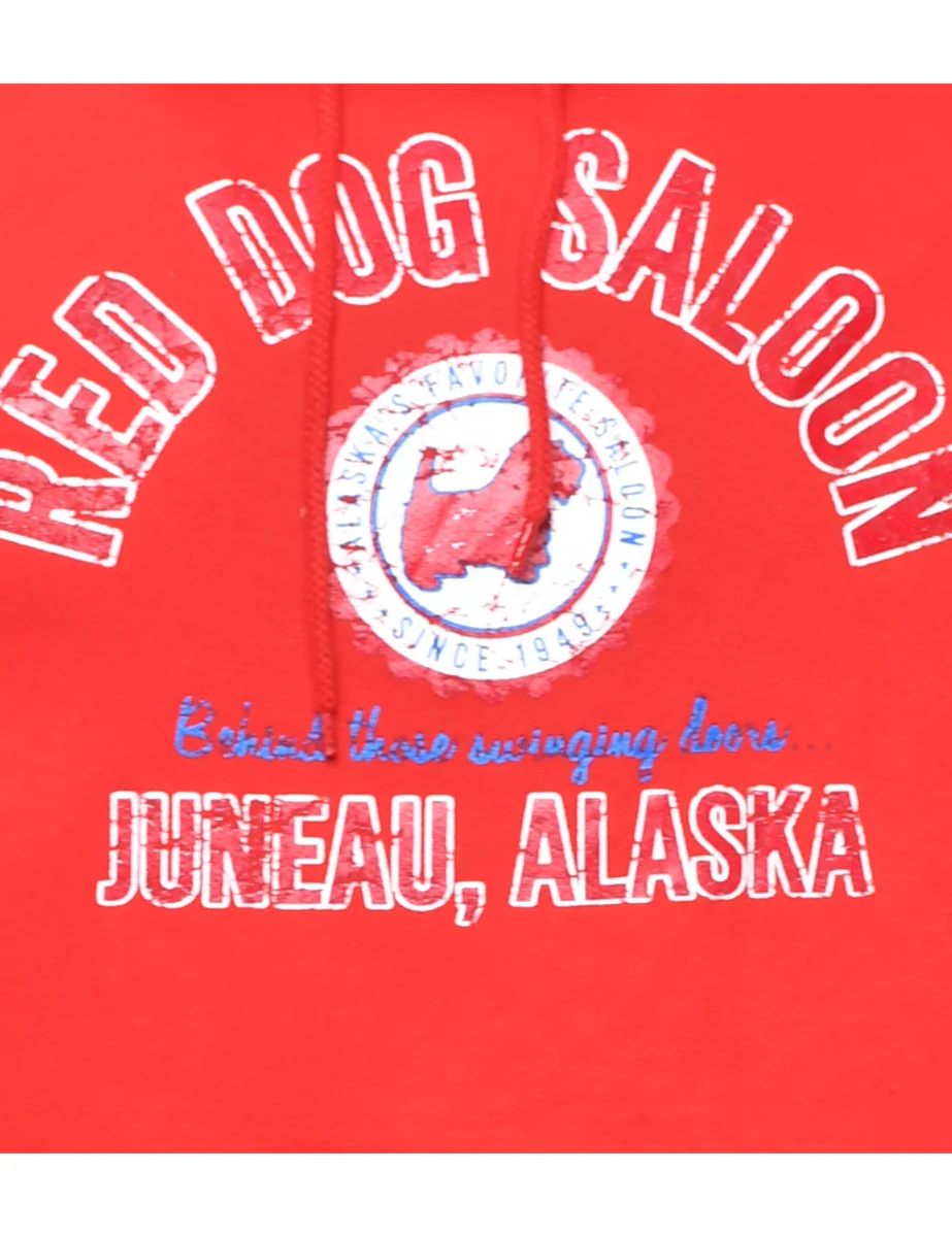 Vintage Red Dog Saloon Printed Hoodie - S - Image 3