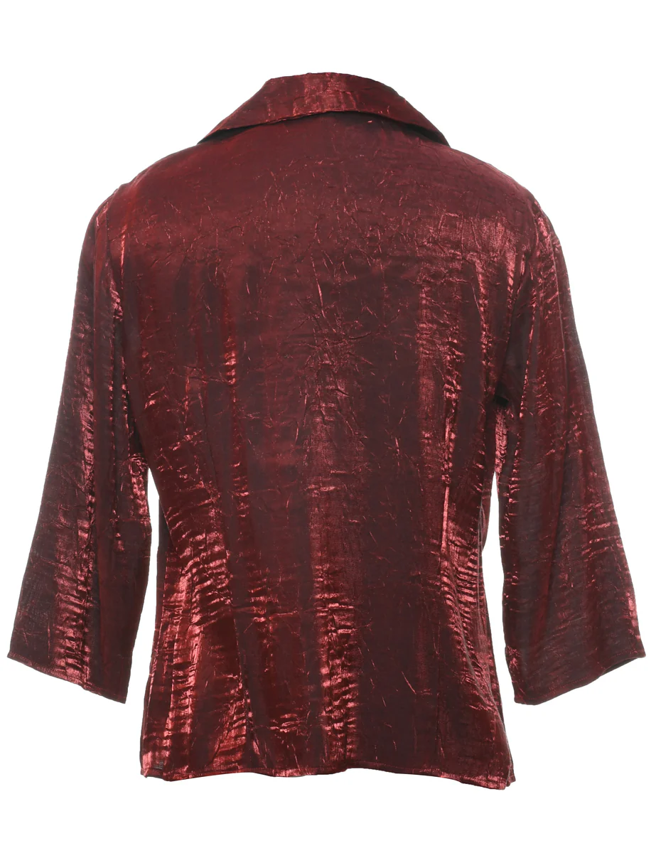 Vintage Red Evening Blouse - M - Image 2