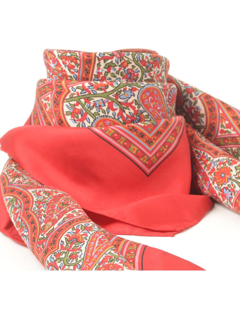 Red Paisley Print Head Scarf - L - Image 2