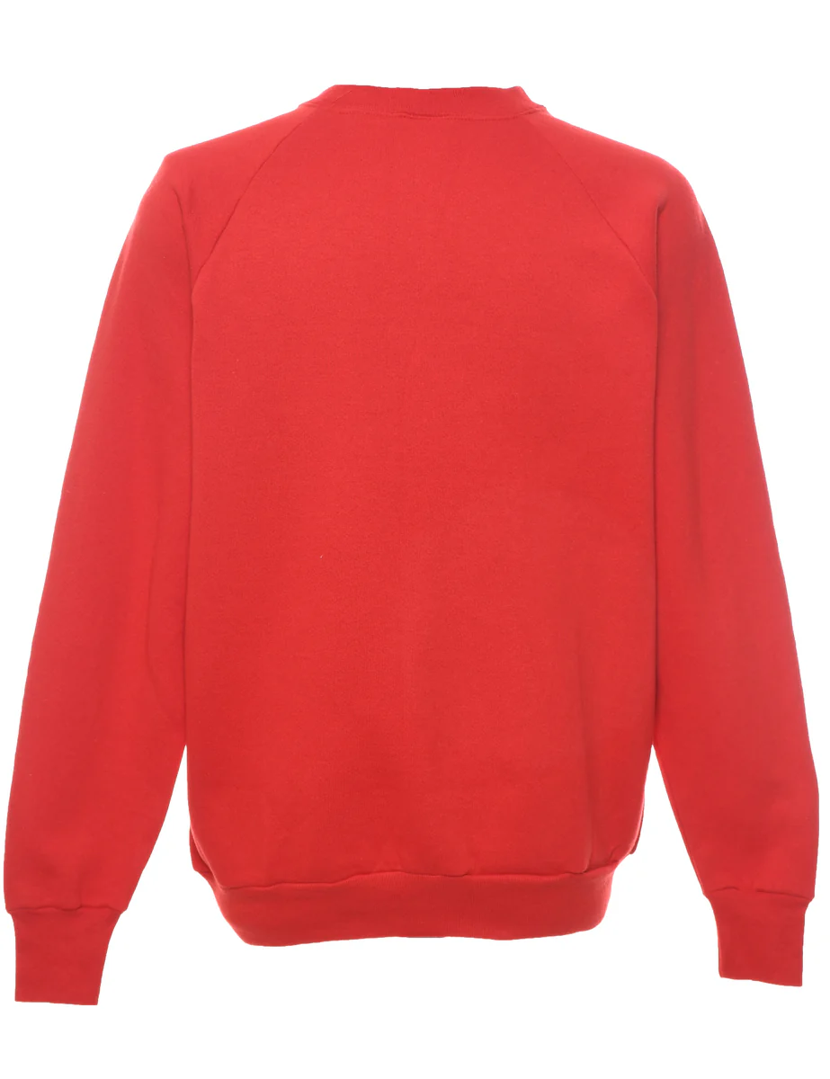 Vintage Red Plain Sweatshirt - L - Image 2