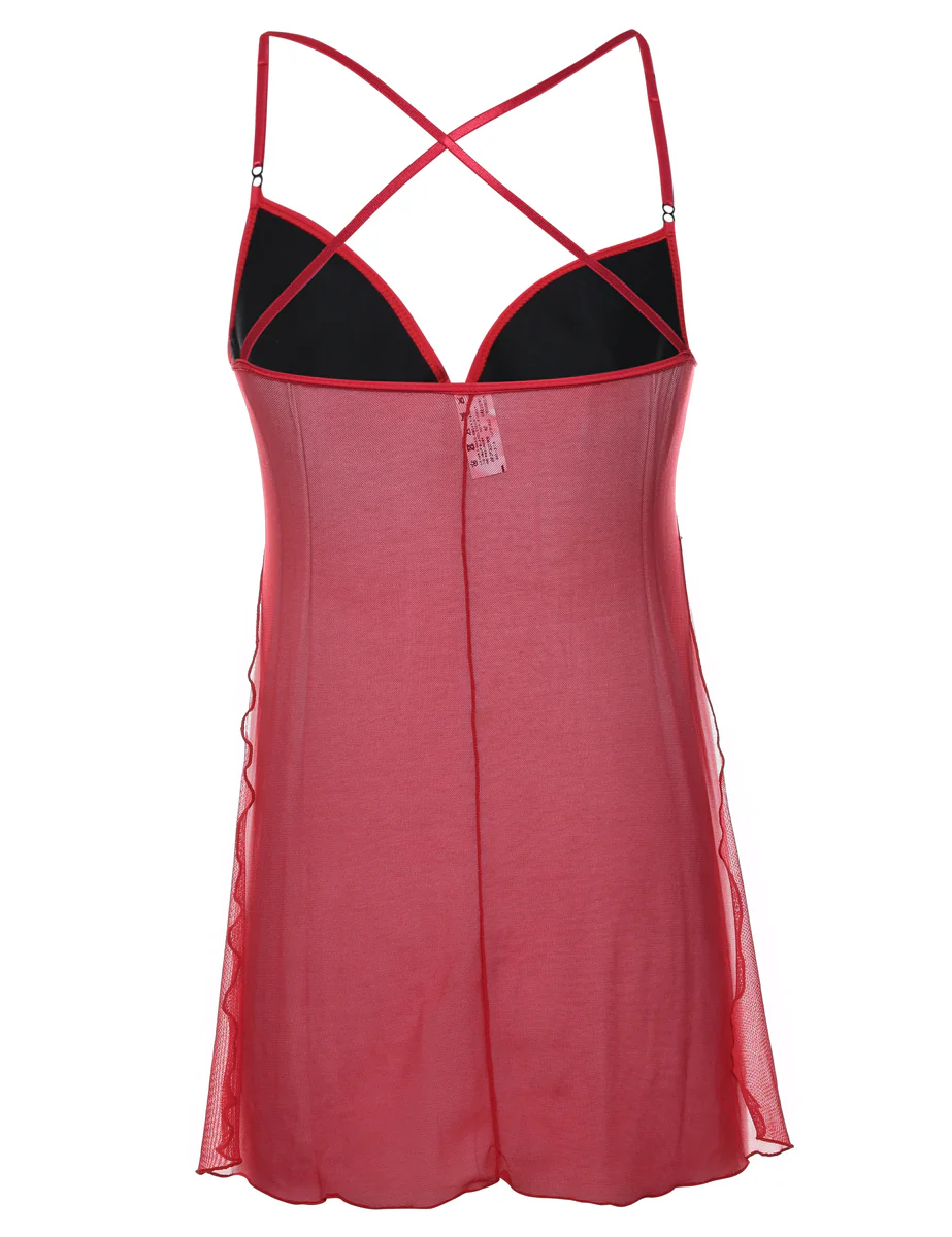 Vintage Red Sheer Effect Lace Babydoll - XS - Image 2